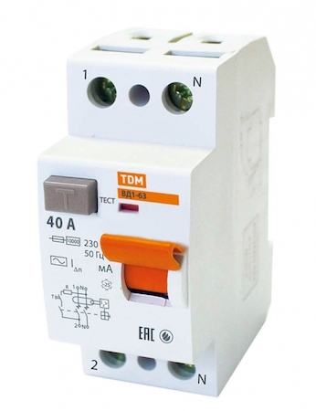 TDM ELECTRIC SQ0203-0012 Устройство защитного отключения ВД1-63 2Р 40А 300мА TDM